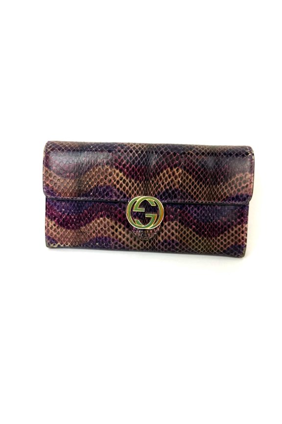 Pre-Owned Gucci Snakeskin Leather Long Wallet