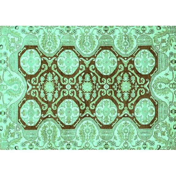 Ahgly Company Indoor Rectangle Oriental Turquoise Blue Traditional Area Rugs, 6' x 9'