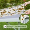 thumbnail image 6 of White Sunflower Letter Pattern Square Fitted Tablecloth with Elastic Edge,Square Table Cover,Washable Elastic Table Cover for Home Kitchen Party Decor 34"x34", 6 of 6