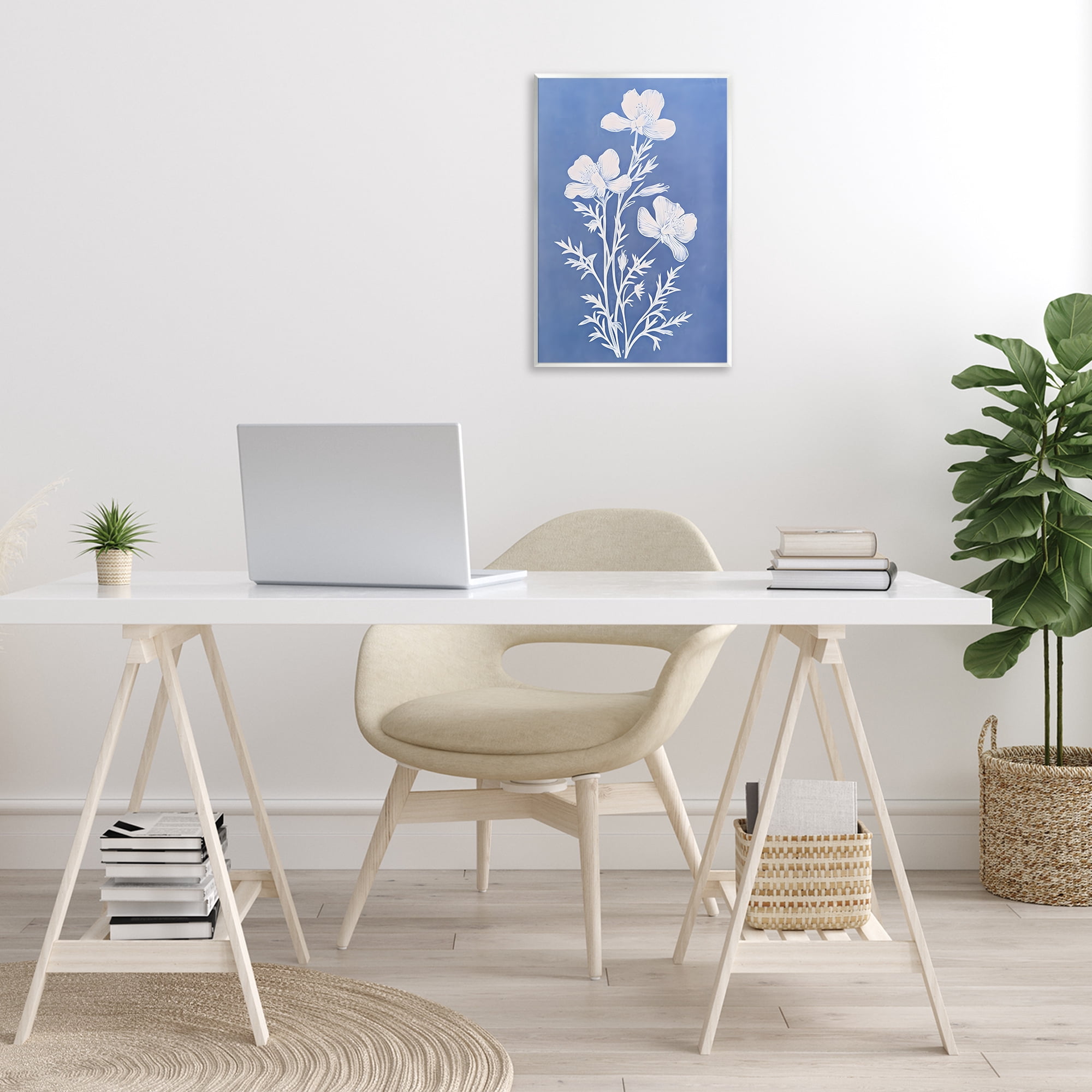 Stupell Industries Cerulean Blue Blooms Botanical & Floral Painting Unframed Art Print Wall Art, 13 x 19
