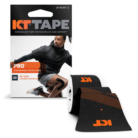 KT Tape Black Pro Synthetic Kinesiology Tape 20 Precut Strips