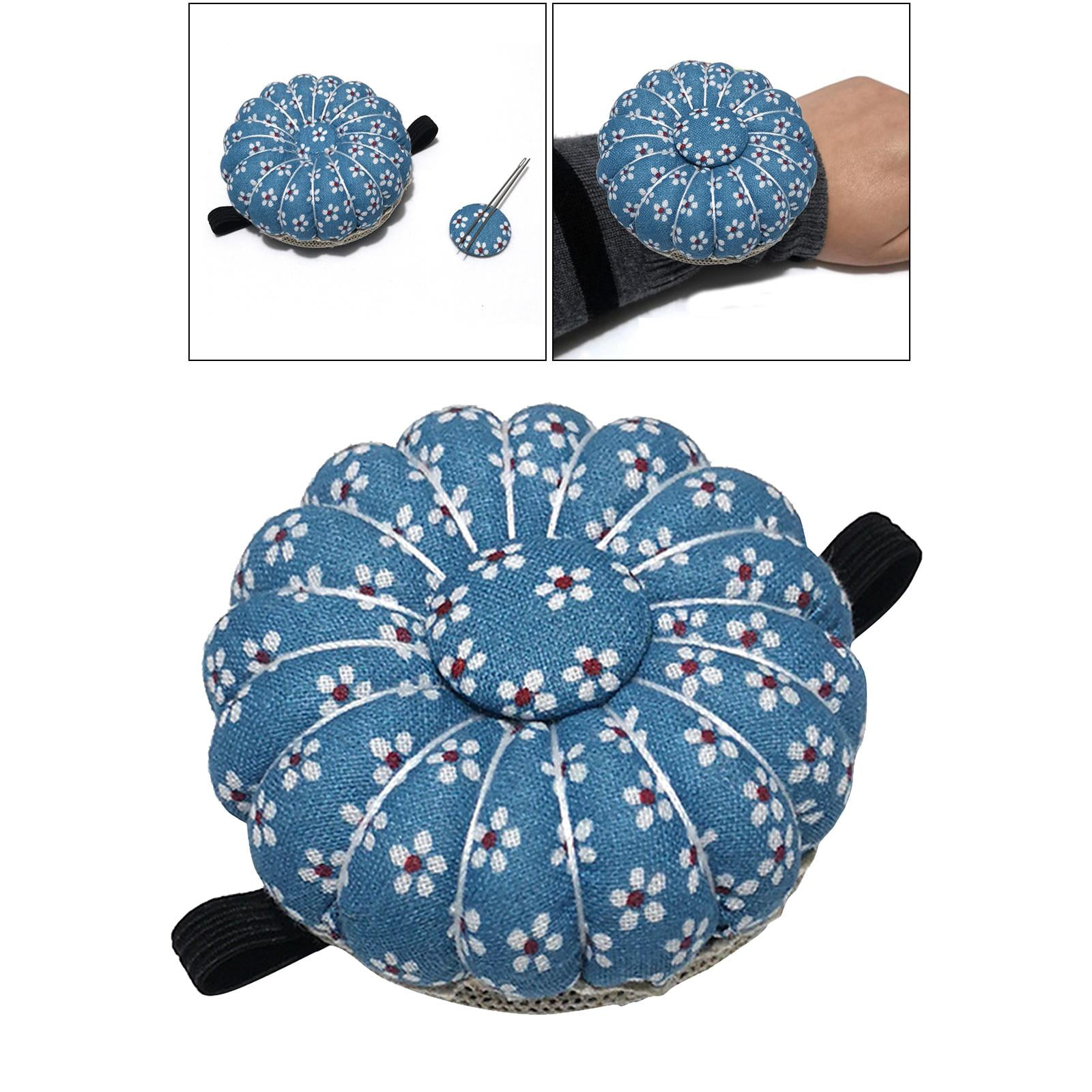 Flower Wrist Pincushion Blue Purple Paisley Pin Cushion 