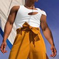 thumbnail image 4 of Camiseta ahuecada para hombre, camiseta sin mangas con chaleco irregular, Top informal cómodo para hombre, 4 of 8