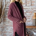 thumbnail image 4 of SHTXOZHI Fall Jacket for Women Long Sleeve Knit Cardigan Casual Fall Hooded Coat with Pockets, 4 of 6