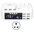 thumbnail image 1 of Cargador multifuncional de 5 puertos USB inalámbrico carga rápida reloj Digital de escritorio cargador de teléfono móvil 110-240V enchufe UK, 1 of 5
