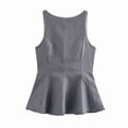 thumbnail image 3 of Bow- Tie Backless Tank Top Sleeveless Waisted Skirt Style Women'S Top Grey L, 3 of 9
