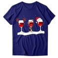 thumbnail image 4 of Gibobby Camisa navideña mujer Navidad Copa de de nieve Impresión O Cuello Manga corta Camiseta suelta Blusa Tops(Azul,CH), 4 of 4