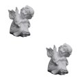 thumbnail image 3 of Baohd Gracieuse Résine Fille Ange Figurine Statue Décoratif Bureau Accent Pensée Droite 2Set, 3 of 6