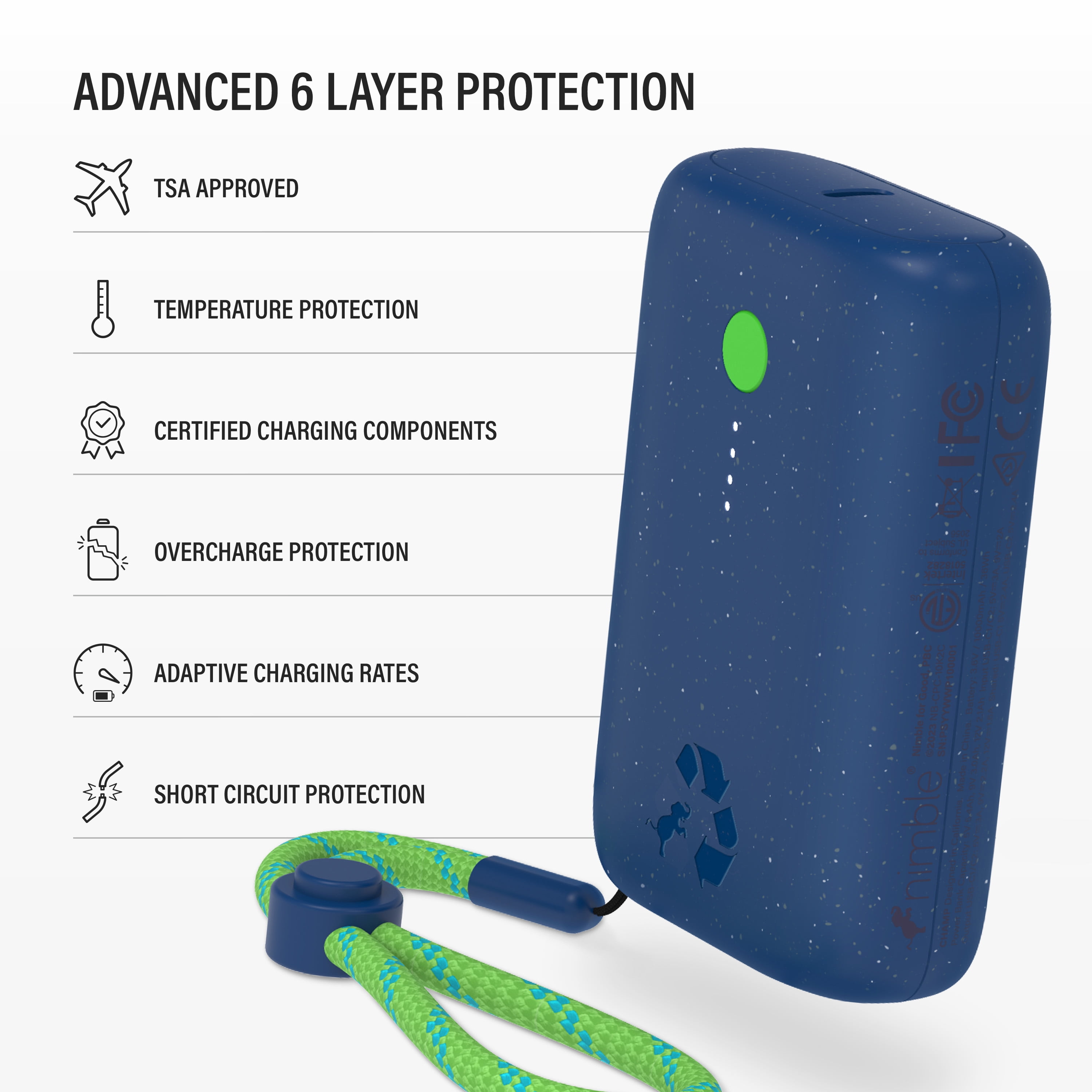 Champ Portable Charger, 10,000mAh Power Bank Fast Charging, 20W Dual USB-C Battery Pack with Cable, Travel Essential Power Bank for iPhone Laptops Galaxy Tablet Pixel iPad Macbook Kindle Airpod