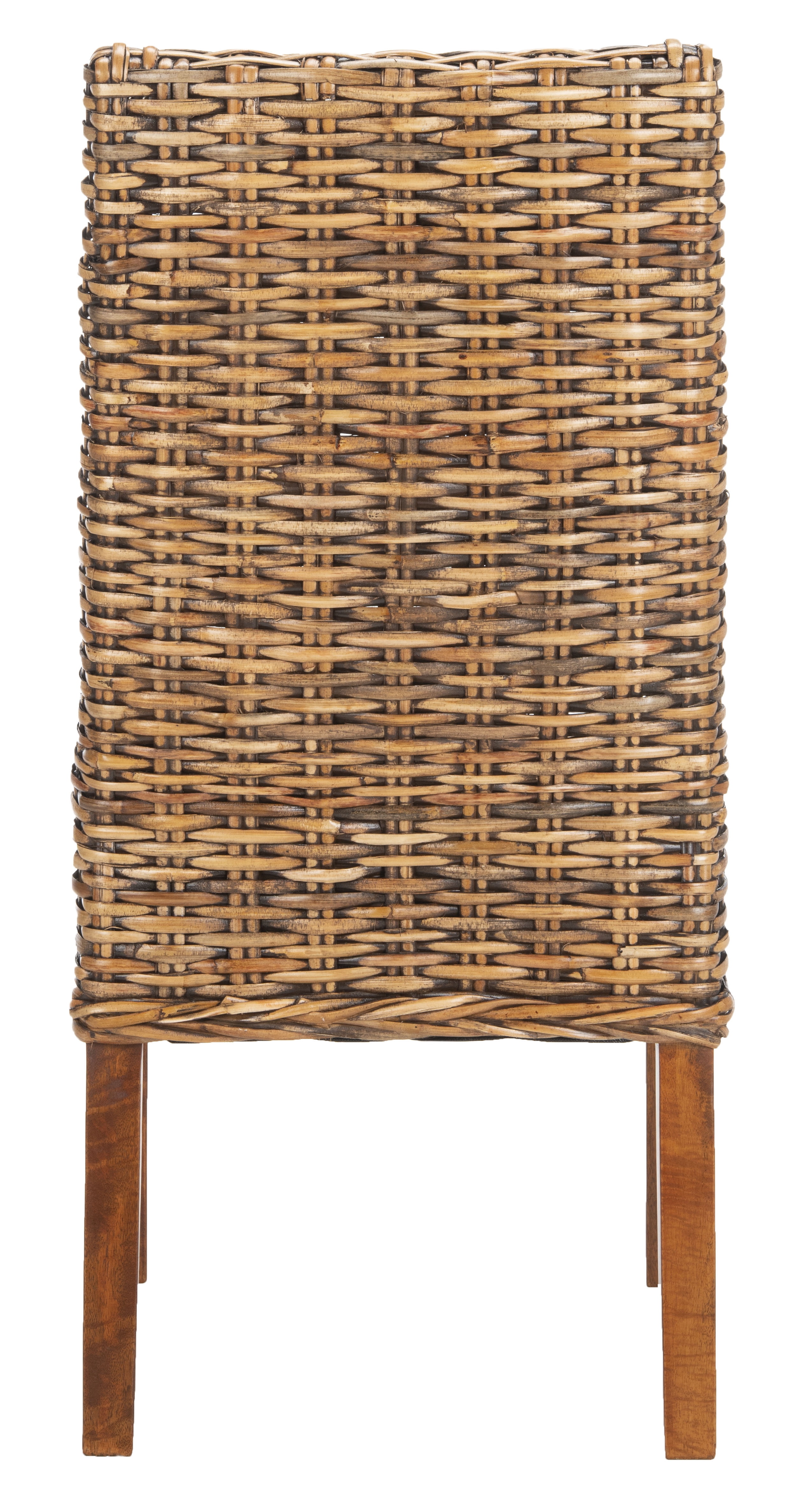 SAFAVIEH Suncoast Nautical Rattan Solid Dining Parsons Chair, Walnut (Set of 2)