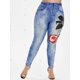 thumbnail image 3 of Más el tamaño del patrón de flor 3D del cráneo Alta subida del Jeggings Rosegal Leggings de talla grande, 3 of 5