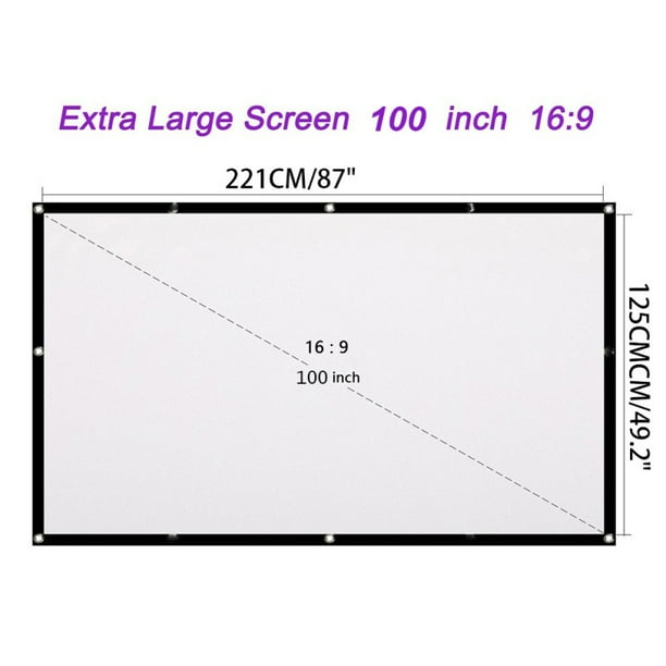 Projector Screen 100 inch 169 HD Foldable AntiCrease Portable Projection Movies Screen for