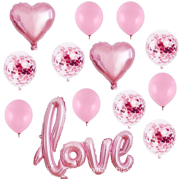 JilgTeok Love Foil Balloons, Mylar Foil Love Balloon Letters With Heart Balloons Latex Balloon for Valentine's Day Wedding Bridal Shower Anniversary Engagement Party Supplies(13pcs)