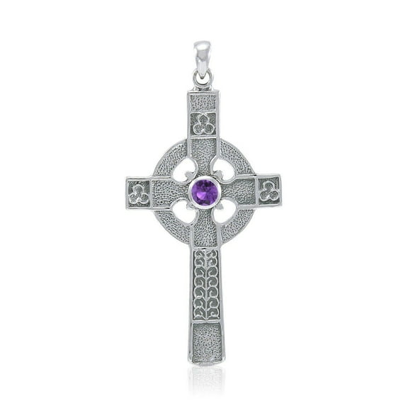 Large Celtic Cross Medieval Pendant 925 Sterling Silver Fine Religious Jewelry