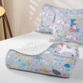 thumbnail image 4 of meiyoeat Cute Unicorn E Initial Twin Quilt Set for Boys Girls, Cartoon Monogram Twin Coverlet Set, Blue Multicolor, 2 Pieces, 4 of 7