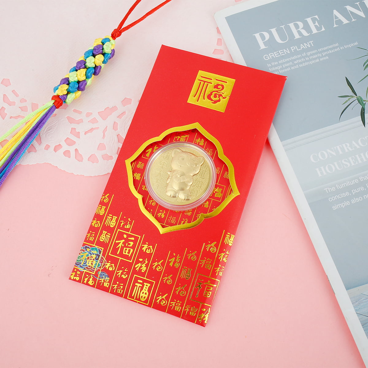 Whaline 48 Pack Chinese New Year Red Envelopes 6 Design Red Gold Foil Hong Bao Year of The Rabbit Red Envelopes 2023 Lucky Money Envelopes Red