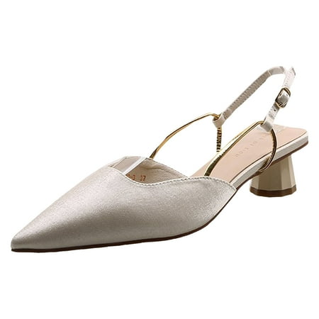 

Vuygyu Summer High Heel Pointed Fashion Sandals Women s Thick Heels Women s One Button Middle Heel Sandals Women Beach Sandals Womens on Sandals Size 5 Light Sandals for Women Sole Sandals for