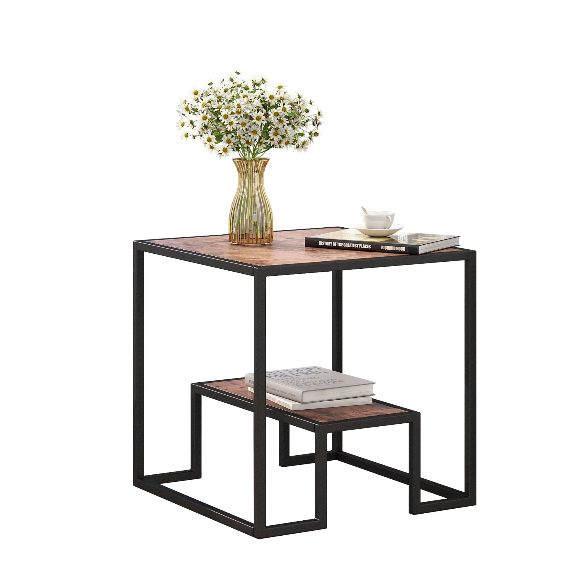 2Tier Sturdy End Table/ Side Table, Modern Nesting Coffee Table for