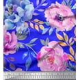thumbnail image 1 of Soimoi Blue Cotton Poplin Fabric Leaves & Floral Print Fabric by Yard 56 Inch Wide, 1 of 1