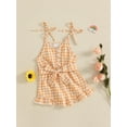 thumbnail image 2 of SUNSIOM Little Girls Summer Cami Jumpsuit Sleeveless Button Up Ruffle Trim Plaid Overalls with Belt, 2 of 6