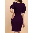 thumbnail image 2 of Women's Puff Sleeve V-Neck Bodycon Casual Mini Dress, 2 of 4