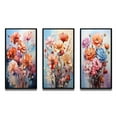 thumbnail image 2 of Designart "Carnations Representation Colorfuled Acrylic III" Floral & Botanical Framed Wall Art Set Of 3 - Peach Carnations Frame Canvas Set For Living Room Decor, 2 of 6