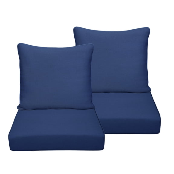 ATR ART to REAL 2PCS Outdoor Chair Cushion Set,Patio Furniture Replacement Cushion, 24" x 24",Waterproof & Fade Resistant,Navy Blue
