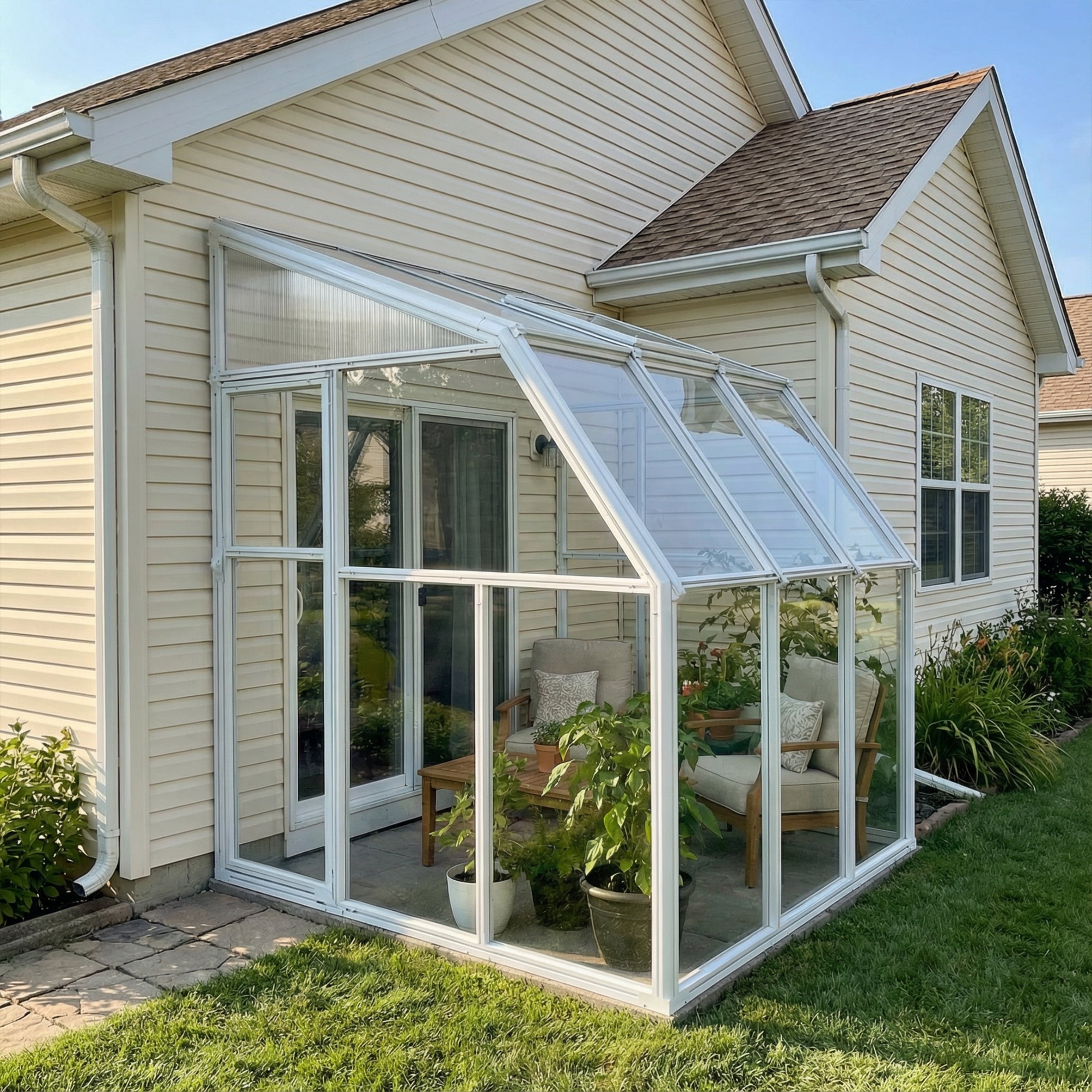 Palram - Canopia Sun Room 6' x 6' Polycarbonate Walk-In Greenhouse - White - with Roof Vent