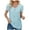 Blue, variant on XMMSWDLA Women's Summer Solid Short Puff Round Neck Workwear Office Blouse Top T Shirts for Women