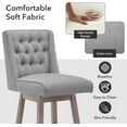 thumbnail image 5 of Foredo Swivel Bar Stool with Back Set of 2, Modern Linen Fabric Upholstered Bar Stools with Button Tufted Back and Solid Wood Legs for Kitchen Dining Room, Gray, 5 of 7