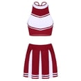 thumbnail image 3 of inhzoy Womens Adults Girl Cheer Leader Uniform Crop Top Pleated Skirt Wine Red XXL, 3 of 8