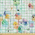 thumbnail image 2 of Ambesonne Birdhouse Fabric by the Yard Upholstery, Colorful Nests Sketch, 2 Yards, Pale Mauve Multicolor, 2 of 5