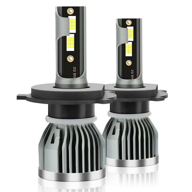 TFixol2Pcs IP68 Waterproof Car LED Headlight Bulbs LED Driving Lamp All-in-one Conversion Kit 60W 6000LM 6000K H4/HB2/9003