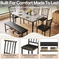 thumbnail image 4 of UHOMEPRO 6 Piece Dining Table Set for 4-6, Space Saving Kitchen Table Set with Bench and Storage Racks, PU Chairs, Metal Frame Dining Room Set for Apartment, Breakfast Nook - Gray and Black, 4 of 6