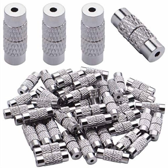 50pcs Brass Screw Clasps Barrel Clasps Cord End Caps Jewelry End Tips for Bracelet Necklace Making,Silver