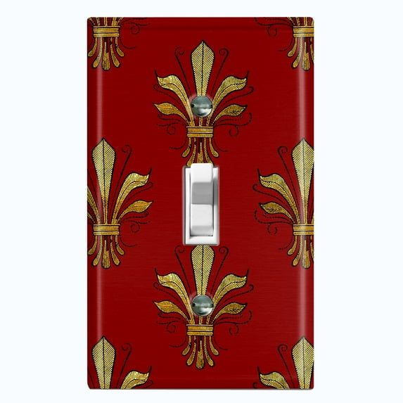 Metal Light Switch Plate Cover Elegant Burgundy Wall Sconce Damask DAM076