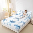 thumbnail image 3 of Manfei Blue Princess Bow Full Size Sheets For Girls,Watercolor Bowknot Print Bed Sheets For Kids,4 Pieces, 3 of 6