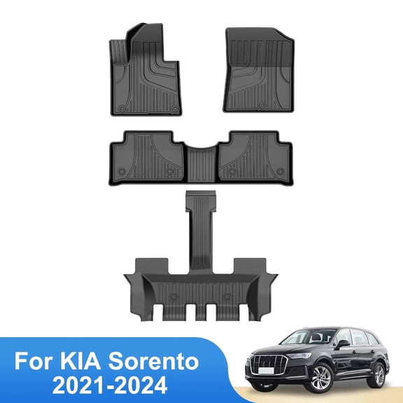 IKABEVEM Car Floor Mats For KIA Sorento 2021-2026 All Weather TPE Rubber Floor Liners Protection