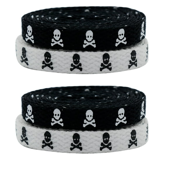 2 pares de cordones de calavera planos con personalidad para zapatos de lona, cordones decorativos
