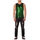 thumbnail image 2 of INSPIRE CHIC Camisetas para hombres sin mangas con cuello redondo y lentejuelas metálicas en verde, 2 of 5