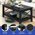 thumbnail image 4 of Wooflex Wood Farmhouse Coffee Table with 2-Tier Open Shelf – Black – Living Room & Home Office, 4 of 9