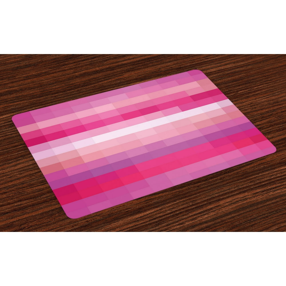 Hot Pink Placemats Set of 4 Abstract Art with Modern Expressionist