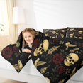 thumbnail image 3 of Castle Fairy Vintage Gothic Skull Full Size Bedding Sets 7 Pieces,Floral Rose Bird Lantern Design Full Size Bed in a Bag,Beige Red Black,Black Reversible, 3 of 7