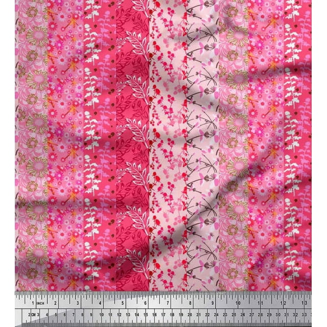 Soimoi Toile de Satin Modal Feuilles & Tissu Imprimé Patchwork Floral par la Cour 42 Pouces de Large