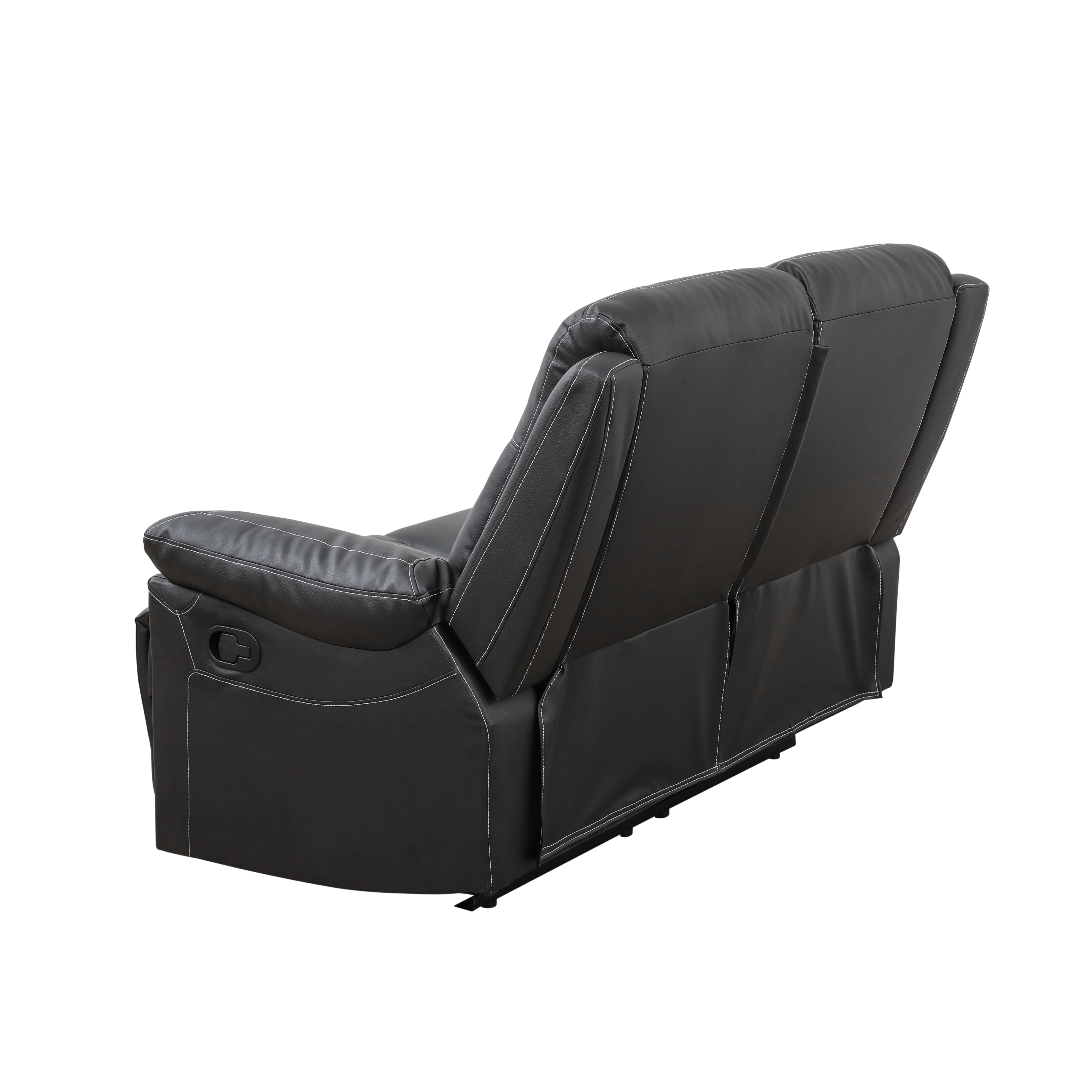 MAYEERTY Reclining Loveseat, 2-Seat Breathable Semi-PU Leather Recliner with Adjustable Backrests for Living Room, Black