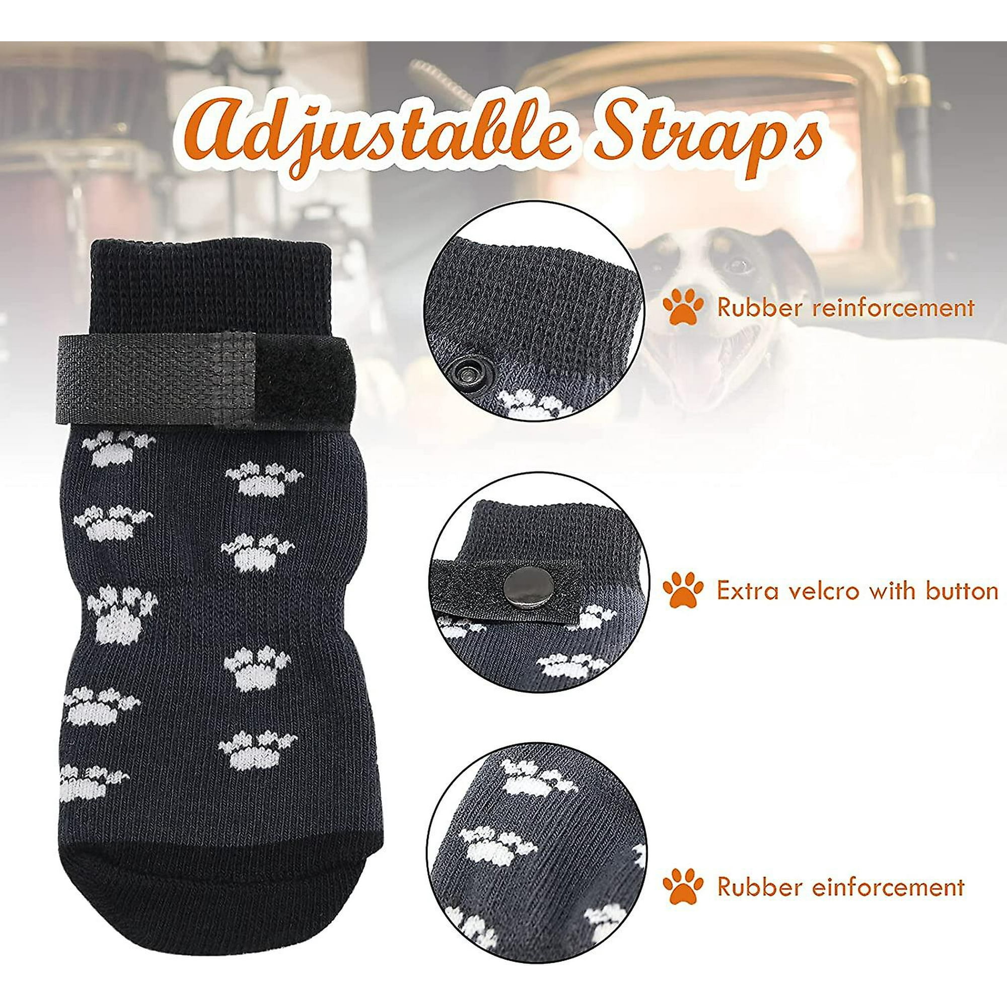 Active Anti Slip Dog Socks For Dogs 2 Pairs Soft Adjustable Paw Protection Dog Grip Socks With Strap Traction Control Other