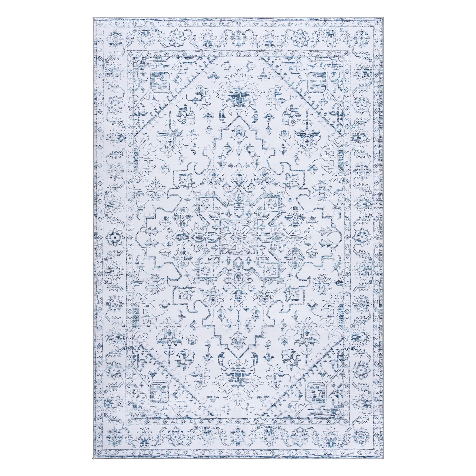 GlowSol 5' x 8' Boho Area Rug Persian Low Pile NoSlip Machine Washable