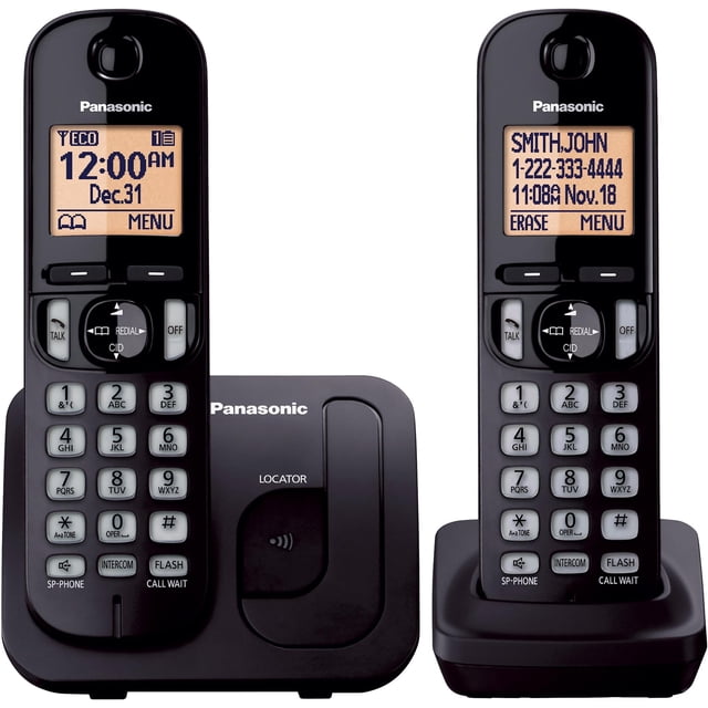Teléfono inalámbrico Panasonic KX-TGC202B con pantalla de 1.6 pulgadas y 2 auriculares