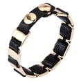 thumbnail image 4 of Pulseras de material cuero Hechas Con Impresionantes De Cierre De Aleación, Tamaño negro de doble cara Hugo Wrap Cuff Bracelet, 4 of 9