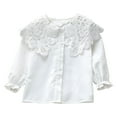 thumbnail image 2 of NAISIBABY Girls Long Sleeve Shirt, Ruffles Lace Collar Cotton Breathable Buttons Causal Formal Tops White 3T, 2 of 3